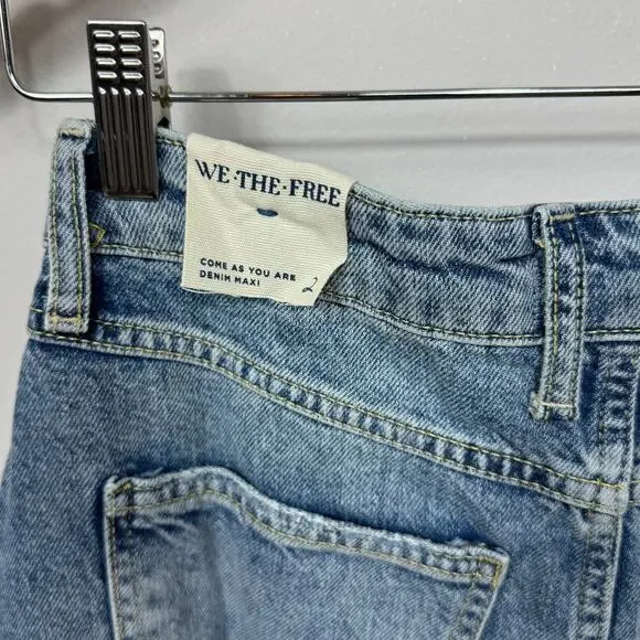 New Free People Come As You Are Denim Maxi Skirt in Medium Indigo Women's Size 2 - Picture 7 of 10